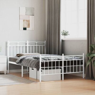 Estructura de cama metálica blanca 120x190 cm - Cama Estructura de cama metálica blanca 120x190 cm - Cama