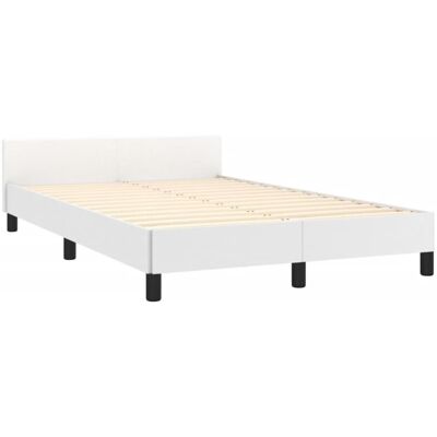 Vidaxl - Estructura De Cama Sin Colchón Cuero Sintético Blanco 120x190cm Vidaxl - Estructura De Cama Sin Colchón Cuero Sintético Blanco 120x190cm