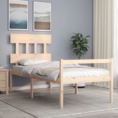 Estructura de cama de madera maciza Vidaxl - Para colchón 90x200 cm Estructura de cama de madera maciza Vidaxl - Para colchón 90x200 cm