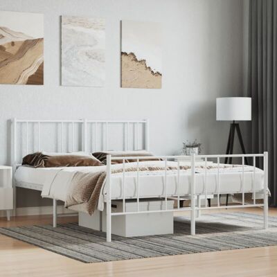 vidaXL Cama de metal blanca 140x190 cm - Estructura de cama vidaXL Cama de metal blanca 140x190 cm - Estructura de cama