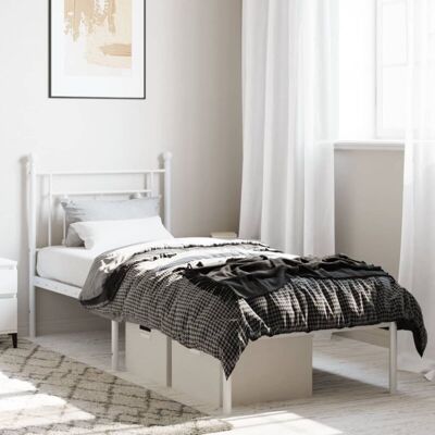 Estructura Cama Sin Colchón Con Cabecero Metal Blanco 75x190 Cm Vidaxl Estructura Cama Sin Colchón Con Cabecero Metal Blanco 75x190 Cm Vidaxl
