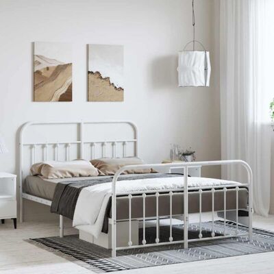 Estructura de cama de metal blanca 135x190 cm con cabecero y piecero - Tipo de cama Estructura de cama de metal blanca 135x190 cm con cabecero y piecero - Tipo de cama