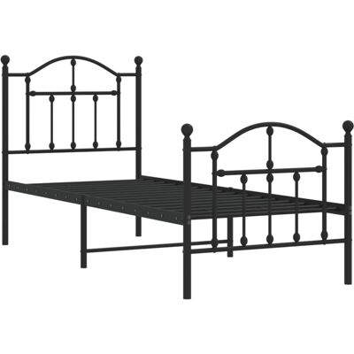 Estructura Cama Sin Colchón Con Estribo Metal Negro 75x190 Cm Vidaxl Estructura Cama Sin Colchón Con Estribo Metal Negro 75x190 Cm Vidaxl