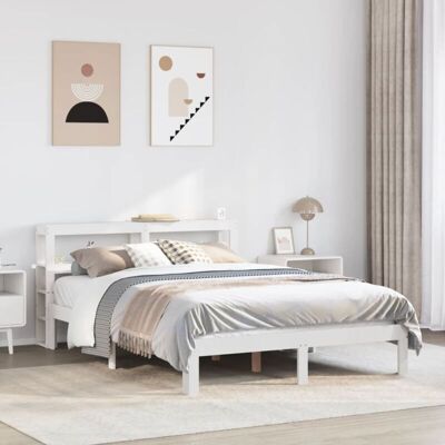 Vidaxl - Estructura De Cama Con Cabecero Sin Colchón Blanco 140x190 Cm Vidaxl - Estructura De Cama Con Cabecero Sin Colchón Blanco 140x190 Cm