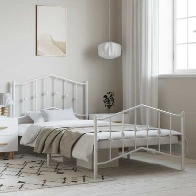 Estructura de cama metálica blanca vidaXL - 100x190 cm - Cama Estructura de cama metálica blanca vidaXL - 100x190 cm - Cama