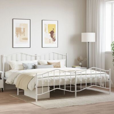 Estructura Cama Sin Colchón Con Estribo Metal Blanco 200x200 Cm Vidaxl Estructura Cama Sin Colchón Con Estribo Metal Blanco 200x200 Cm Vidaxl
