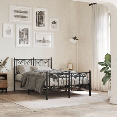 Vidaxl - Estructura Cama Sin Colchón Con Estribo Metal Negro 120x190 Cm Vidaxl - Estructura Cama Sin Colchón Con Estribo Metal Negro 120x190 Cm