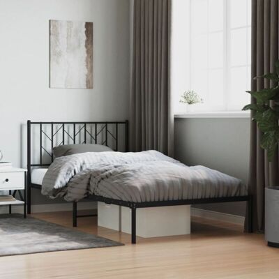 Estructura Cama Sin Colchón Con Cabecero Metal Negro 107x203 Cm Vidaxl Estructura Cama Sin Colchón Con Cabecero Metal Negro 107x203 Cm Vidaxl