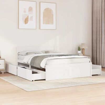 Vidaxl - Estructura De Cama Sin Colchón Madera De Pino Blanca 120x200 Cm Vidaxl - Estructura De Cama Sin Colchón Madera De Pino Blanca 120x200 Cm