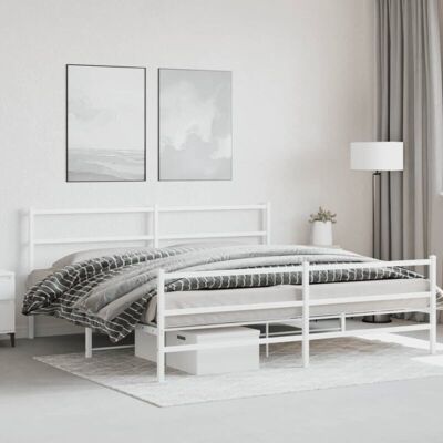 vidaXL Estructura de cama metálica con cabecera y piecero - 200x200 cm vidaXL Estructura de cama metálica con cabecera y piecero - 200x200 cm