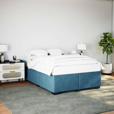 Estructura De Cama De Terciopelo Azul 140x190 Cm Vidaxl Estructura De Cama De Terciopelo Azul 140x190 Cm Vidaxl