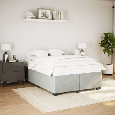 Vidaxl - Estructura De Cama Sin Colchón Terciopelo Gris Claro 140x200 Cm Vidaxl - Estructura De Cama Sin Colchón Terciopelo Gris Claro 140x200 Cm