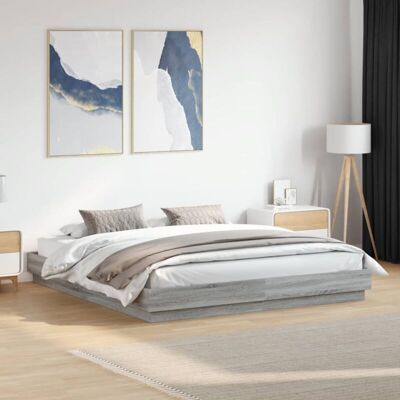 Vidaxl - Estructura De Cama Madera De Ingeniería Gris Sonoma 200x200 Cm Vidaxl - Estructura De Cama Madera De Ingeniería Gris Sonoma 200x200 Cm