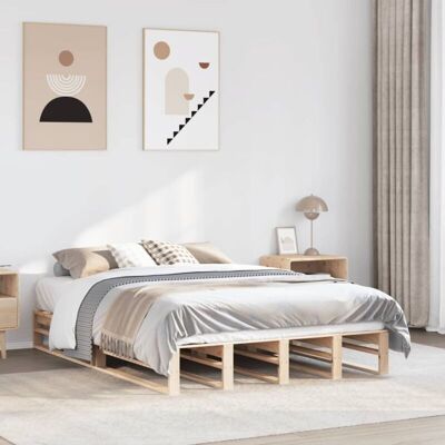 Vidaxl - Estructura De Cama Sin Colchón Madera Maciza De Pino 140x190 Cm Vidaxl - Estructura De Cama Sin Colchón Madera Maciza De Pino 140x190 Cm