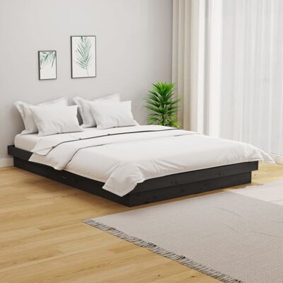 Estructura De Cama Doble Sin Colchón Madera Maciza Gris Vidaxl Estructura De Cama Doble Sin Colchón Madera Maciza Gris Vidaxl