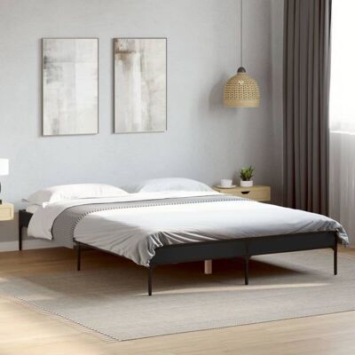 Estructura De Cama Madera De Ingeniería Y Metal Negro 120x190cm Vidaxl Estructura De Cama Madera De Ingeniería Y Metal Negro 120x190cm Vidaxl