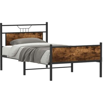 Estructura De Cama Sin Colchón Roble Ahumado 107x203 Cm Vidaxl Estructura De Cama Sin Colchón Roble Ahumado 107x203 Cm Vidaxl