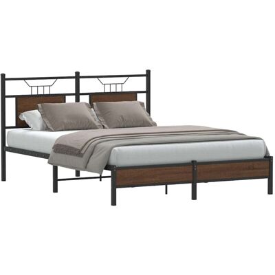 Estructura De Cama Sin Colchón Madera Marrón Roble 140x190 Cm Vidaxl Estructura De Cama Sin Colchón Madera Marrón Roble 140x190 Cm Vidaxl