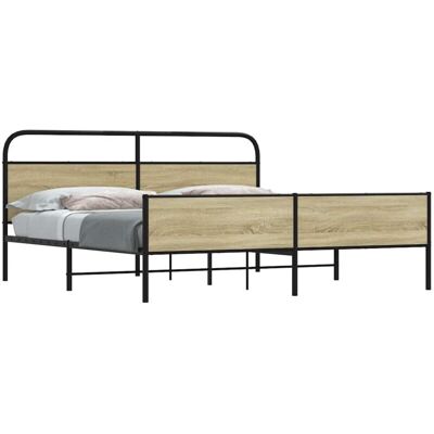 Estructura De Cama Sin Colchón Metal Roble Sonoma 180x200 Cm Vidaxl Estructura De Cama Sin Colchón Metal Roble Sonoma 180x200 Cm Vidaxl