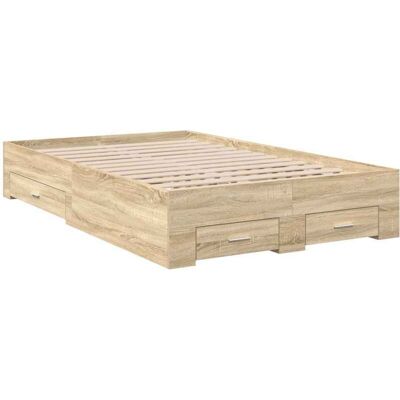 Estructura de cama doble con cajones - Madera, Roble claro - Cama Estructura de cama doble con cajones - Madera, Roble claro - Cama