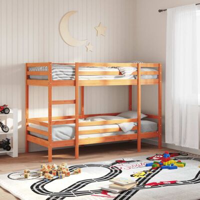 Vidaxl Litera de madera maciza de pino marrón cera - Litera Vidaxl Litera de madera maciza de pino marrón cera - Litera
