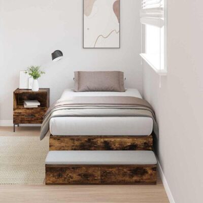 VIDAXL Cama - Roble ahumado - 100x200 cm - Diseño minimalista moderno VIDAXL Cama - Roble ahumado - 100x200 cm - Diseño minimalista moderno