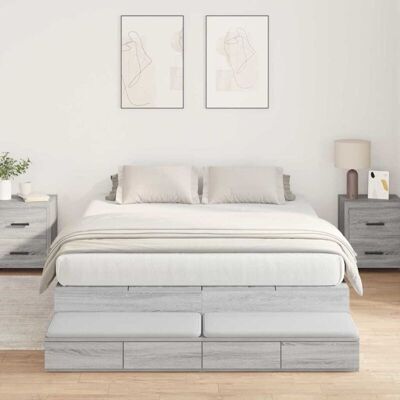 Cama de Almacenamiento Gris Sonoma 140x200 cm Vidaxl Cama de Almacenamiento Gris Sonoma 140x200 cm Vidaxl