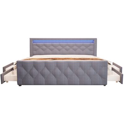 Cama Tapizada Incl. Colchón Y Topper Velara Color: Gris Oscuro, Tamaño: 180 X 200 Cm - Home Deluxe Cama Tapizada Incl. Colchón Y Topper Velara Color: Gris Oscuro, Tamaño: 180 X 200 Cm - Home Deluxe