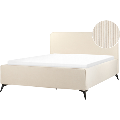 Cama Beige Claro de pana Beliani Tamaño Rey UE - Cama Cama Beige Claro de pana Beliani Tamaño Rey UE - Cama