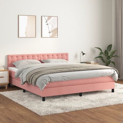 Cama de Terciopelo Rosa de VIDAXL con Cabezal Ajustable - Cama Cama de Terciopelo Rosa de VIDAXL con Cabezal Ajustable - Cama