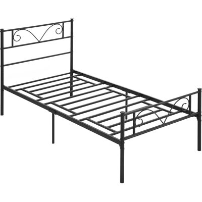 HOMCOM Marco De Cama Individual De Metal Para Colchón 90x190 Cm Con Cabecera Forma Mariposa Y Patas De 31 Cm Espacio Bajo De Almacenamiento 95x196x100 Cm HOMCOM Marco De Cama Individual De Metal Para Colchón 90x190 Cm Con Cabecera Forma Mariposa Y Patas De 31 Cm Espacio Bajo De Almacenamiento 95x196x100 Cm