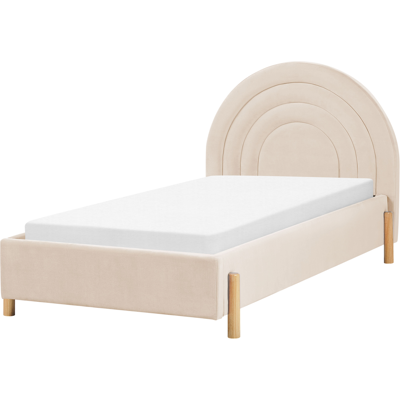 Cama Beliani Terciopelo Beige Talla Individual - Cama Cama Beliani Terciopelo Beige Talla Individual - Cama