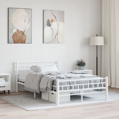 Estructura de cama blanca de metal vidaXL 140x200cm - Cama Estructura de cama blanca de metal vidaXL 140x200cm - Cama