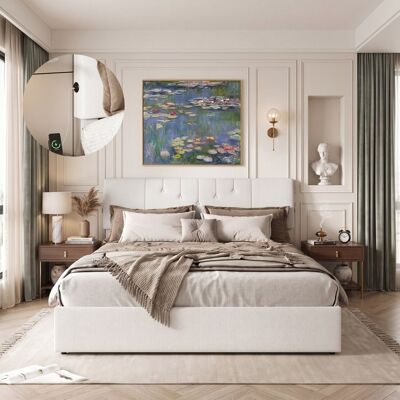 OEM Cama Lit De 2 Plazas - 140x190 - Terciopelo Teddy Blanco Lechoso - Somier De Lamas - Cabecero Ajustable OEM Cama Lit De 2 Plazas - 140x190 - Terciopelo Teddy Blanco Lechoso - Somier De Lamas - Cabecero Ajustable