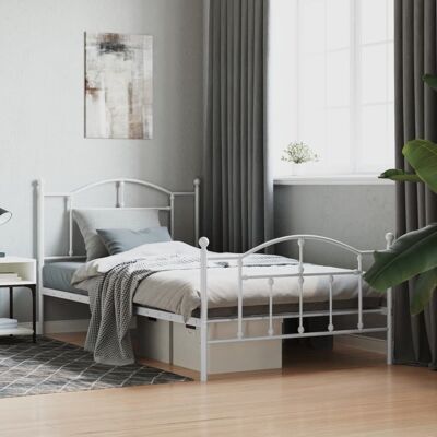 Estructura de cama de metal blanca 107x203 - Cama Estructura de cama de metal blanca 107x203 - Cama