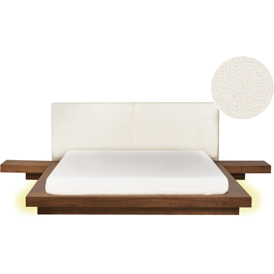 Cama LED moderna con Bouclé - 160x200cm - Beliani Cama LED moderna con Bouclé - 160x200cm - Beliani
