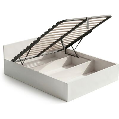 AKORD Cama Con Canapé Abatible 140x200 Cm Somier Elevable De Metal Blanco AKORD Cama Con Canapé Abatible 140x200 Cm Somier Elevable De Metal Blanco