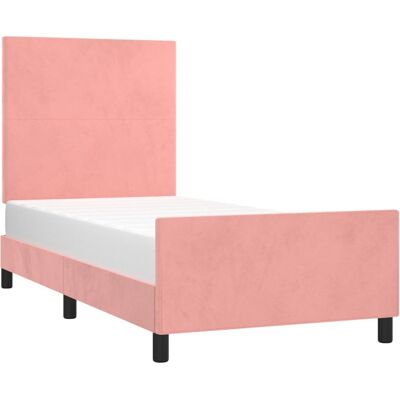 Estructura de cama de terciopelo rosa con cabecero ajustable - Tipo de cama Estructura de cama de terciopelo rosa con cabecero ajustable - Tipo de cama