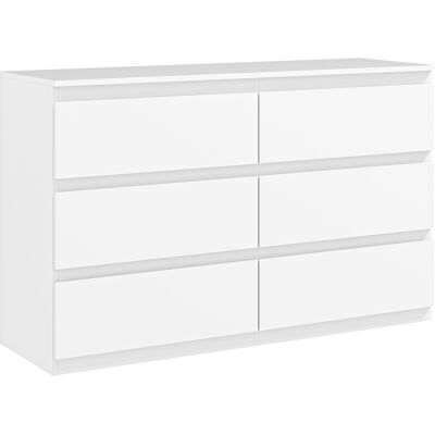 JHY DESIGN Cassettiera A 6 Cassetti, Mobile Contenitore Senza Maniglie, Design Minimalista, 120 X 39 X 75 Cm, Bianca JHY DESIGN Cassettiera A 6 Cassetti, Mobile Contenitore Senza Maniglie, Design Minimalista, 120 X 39 X 75 Cm, Bianca