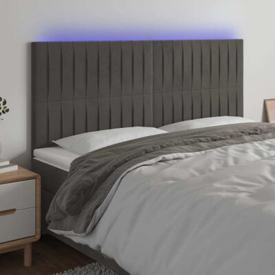 Cabecero de Terciopelo Gris Oscuro con LED - Accesorio para Cama Cabecero de Terciopelo Gris Oscuro con LED - Accesorio para Cama