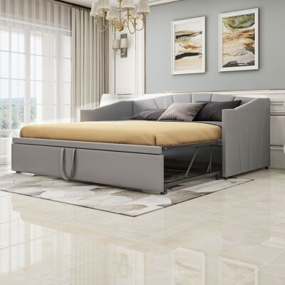 JHY DESIGN Cama Tapizada, Sofá Cama Extensible De 90/180200 Cm Con Somier De Láminas, Cama Multifuncional En Terciopelo Suave Y Agradable Al Tacto, Color Gris. JHY DESIGN Cama Tapizada, Sofá Cama Extensible De 90/180200 Cm Con Somier De Láminas, Cama Multifuncional En Terciopelo Suave Y Agradable Al Tacto, Color Gris.