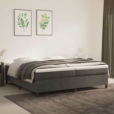 vidaXL Cama box de Terciopelo Gris Oscuro 200x200 cm - Estructura vidaXL Cama box de Terciopelo Gris Oscuro 200x200 cm - Estructura