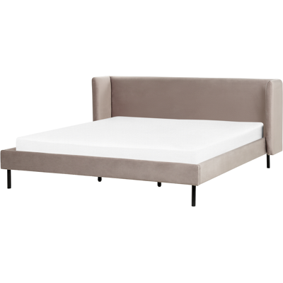 Cama Beliani ARETTE - Terciopelo Taupe, 180x200cm, Rey Súper UE Cama Beliani ARETTE - Terciopelo Taupe, 180x200cm, Rey Súper UE