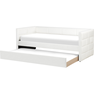 Beliani Chavonne Cama Nido de Terciopelo Blanco - Cama Beliani Chavonne Cama Nido de Terciopelo Blanco - Cama