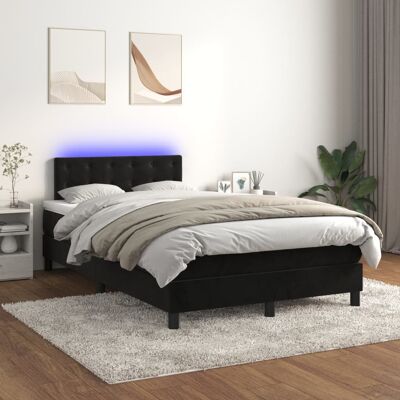 vidaXL Cama de Terciopelo Negro con LED y Colchón - Cama vidaXL Cama de Terciopelo Negro con LED y Colchón - Cama