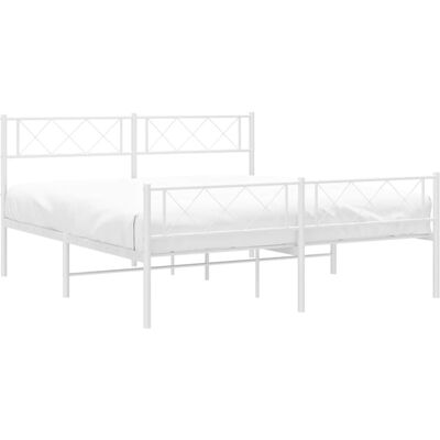 Estructura de cama de metal vidaXL - 135x190 cm, blanca, con cabecero y piecero - Estructura de cama Estructura de cama de metal vidaXL - 135x190 cm, blanca, con cabecero y piecero - Estructura de cama
