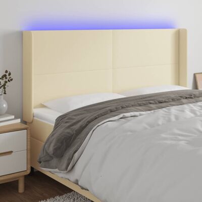Vidaxl - Cabecero con LED Cuero Sintético Crema - Cabecero, LED, Crema, 203x16x118/128 cm Vidaxl - Cabecero con LED Cuero Sintético Crema - Cabecero, LED, Crema, 203x16x118/128 cm