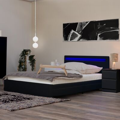 Cama Led Con Cajones Y Colchón Nube Color: Negro, Tamaño: 140 X 200 Cm - Home Deluxe Cama Led Con Cajones Y Colchón Nube Color: Negro, Tamaño: 140 X 200 Cm - Home Deluxe