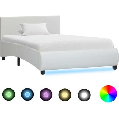 Estructura de cama con LED blanca de vidaXL - Marco de cama Estructura de cama con LED blanca de vidaXL - Marco de cama