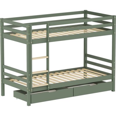 HAPPY GARDEN Litera Infantil 190x90cm Verde Con Cajones Ambre HAPPY GARDEN Litera Infantil 190x90cm Verde Con Cajones Ambre